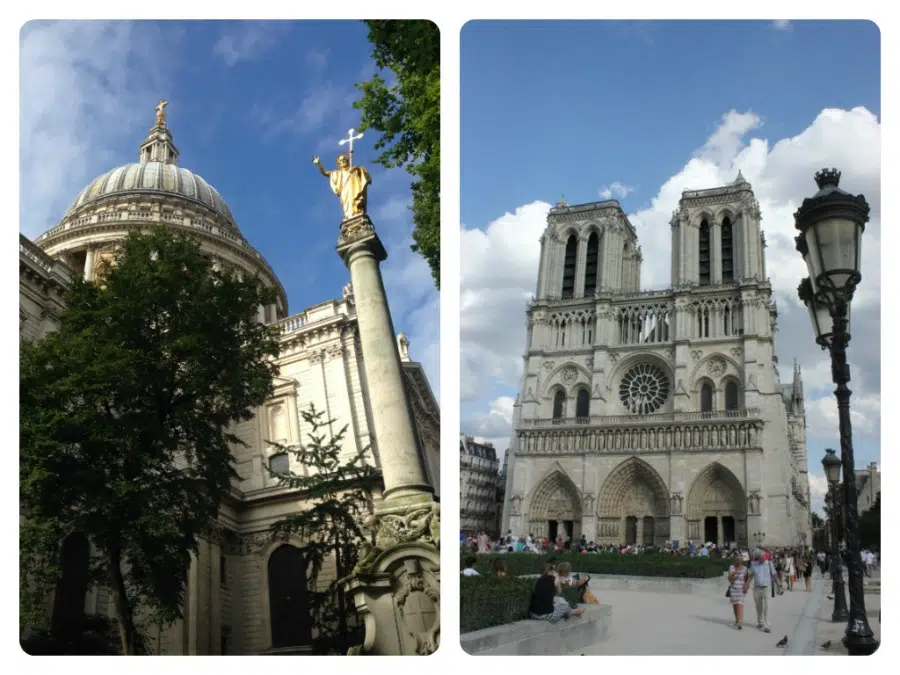De St. Paul's Cathedral versus kenmerken van de Notre Dame