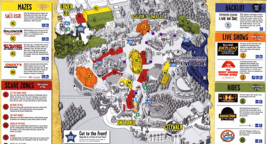 Карта парка Universal Studios Hollywood